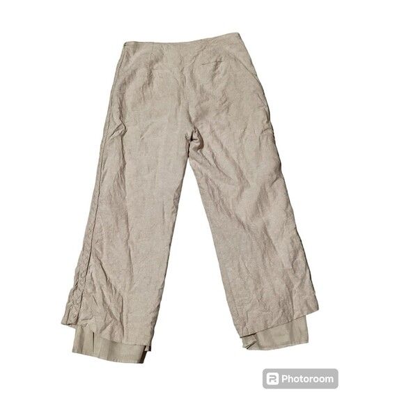 Jason Wu Linen Blend Tan Khaki High Rise Trousers Braid Accent 6 Cropped - Picture 2 of 9